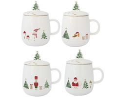 EASY LIFE porcelianinis puodelis su dangteliu ir sieteliu "Let it snow", 450 ml