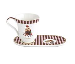 EASY LIFE porcelianinis puodelis su lėkštute "Sweet moments", 350 ml
