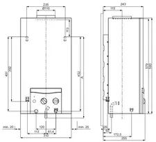 Dujinė karšto vandens šildymo kolonėlė Vaillant MAG mini 114/1 I (H-INT) (gamtinės d., bat. uždegimas)