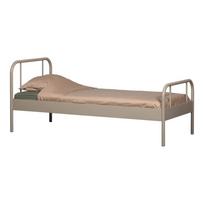 Smėlio spalvos viengulė lova su lovos grotelėmis iš metalo 90x200 cm Mata – WOOOD