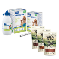 Virbac Pronefra 60ml+ WILD FARM MIX 3x50 g skanėstai šunims