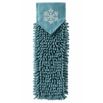 Chenille Hand Towel Šenilinis rankų rankšluostis (BacLock) Teal Snowflake