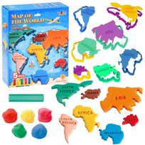 Mokomasis plastilino rinkinys, žemynai, PASAULIO ŽEMĖLAPIS, formelės ZA4650
