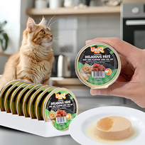 UNIQ PETS Šlapias kačių ėdalas ROYAL BEEF jautienos paplotėlis su lancetų sėklomis 30 g x 8 vnt