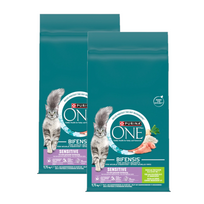 Purina One Sesitive kalakutienos ir ryžių suaugusių kačių ėdalas 2x9,75 kg