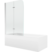 Mexen Cubik stačiakampė vonia 160 x 70 cm su apdaila ir 2 sparnų 100 cm ekranėliu, permatoma, chromuota