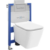 Mexen Cube paslėptas WC rėmas Fenix XS-U su WC dubeniu ir lėtai uždaromu dangčiu, blizgus baltas - 68530924000