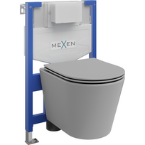 Mexen Rico požeminių tvirtinamų WC komplektas Fenix XS-F su WC puodu ir lėtai nuleidžiamu dangčiu, šviesiai pilka matinė