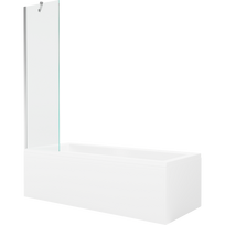 Mexen Cubik stačiakampė vonia 160 x 70 cm su apdaila ir 1-duris širma 50 cm, skaidri, chromuota - 550316070X9505000001