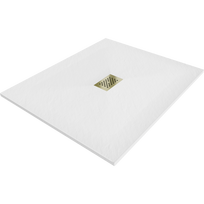 Mexen Hugo taisyklingos stačiakampio formos SMC 140 x 100 cm, baltas, su auksine kauke - 42101014-G