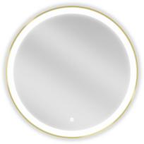 Mexen Esso apšviestas apvalus vonios kambario veidrodis, 70 cm, LED 6000K, priešrūkis, auksinis rėmas - 9825-070-070-611-50