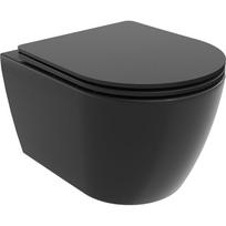 Mexen Carmen WC puoduke Rimless Tornado su lėtai nusileidžiančiu slim dangčiu, duroplast, juodas matinis - 30881085T