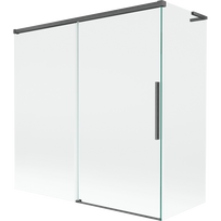 Mexen Rox L dvigubas vonios skydelis 2 dalių stumdomas 160 + 80 x 150 cm, skaidrus, šlifuotas švino pilkas - 8C9L-160-080-66-00