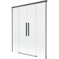 Mexen Rox vonios užuolaida 2 varstomų sparnų stumdomoji 140 x 150 cm, skaidri, šešėlių pilka šlifuota - 8C9-140-002-66-00