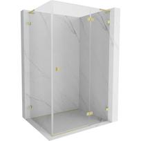 Mexen Lunar L dešinysis atverčiamas dušo kabinas 70 x 80 cm, permatomas, su šlifuota aukso spalva - 834L-070-080-55-00-P