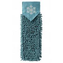 Norwex Chenille Hand Towel Šenilinis rankų rankšluostis (BacLock), Teal Snowflake