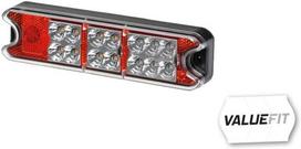Galiniai žibintai LED, stačiakampis, 10/30V, raudona/geltona, 191x28x50mm, 18 LED, Hella ValueFit 2VA357021001