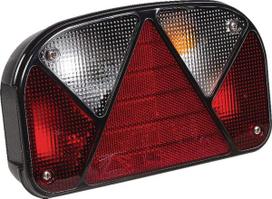 Galinis žibintas dešininis stačiakampis, 12V, raudona/skaidri, 240x52mm, Aspöck 247200017
