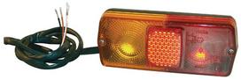 Galinis žibintas kairinis stačiakampis, raudona/gintarinė, 160x67mm, 4 kontaktų, Cobo 02396000