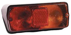 Galinis žibintas dešininis stačiakampis, 12V, raudona/gintarinė, 212x155mm Cobo 02529000