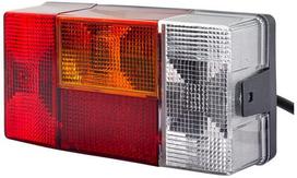 Galinis žibintas kairinis stačiakampis, 12/24V, raudona/oranžinė 210x66x108mm, Hella 2VP006040111