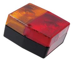 Galinis žibintas kvadratas, 12V, raudona/oranžinė, 98x51x103mm, 5 kontaktų, Hella 2SE998530077
