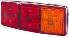 Galinis žibintas dešininis stačiakampis, 12V, raudona/oranžinė, 344x72x147mm, Hella 2SD003167021
