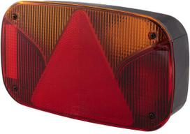 Galinis žibintas dešininis stačiakampis, 12V, raudona/gintarinė, 244x60x138mm, 5 kontaktų, Hella 2VB998232021