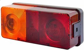 Galinis žibintas kairinis stačiakampis, 12/24V, raudona/oranžinė, 170x62x75mm, Hella 2SD002582011