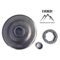 Sankabos būgnelis su žvaigždute ir guoliu Husqvarna 371 žingsnis 3/8 užgriebiai 7 105772X, 503 93 24-71, 5039324-71, 503932471, 537 03 62-02, 5370362-02, 537036202, 537 03 62-05, 5370362-05, 537036205, 586 98 06-01, 5869806-01, 586980601