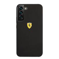 Ferrari Liquid Silicone Metal Logo Case skirtas Samsung Galaxy S22, juodas