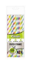 Kokteilių šiaudeliai PIKNIK Popieriniai spalvoti 19,7cm, 24vnt