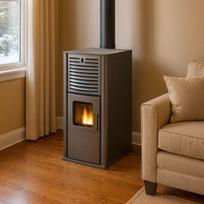 Granulinė krosnelė su vandens kontūru Mytherm IOLI TSA 45 pilka, su ventiliatoriumi, 48.5kW