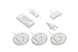 Šviestuvų k-tas LED matinis chromas šalta balta 3x1,8W