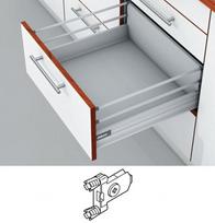 Blum Tandembox stalčius su šv. pritraukimo funkcija, H-204mm su 2 kartelėmis, su gręžiamu fasado laikikliu baltas 400mm