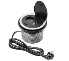 Biuro rozetė apvali 1xSCHUKO, 2xUSB
