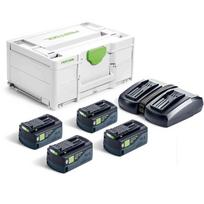 Akumuliatorių ir įkroviklio rinkinys FESTOOL SYS 18V 4x5,0/TCL 6 DUO 577709