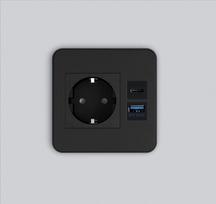 Rozečių blokas Source 1xSchuko, 1xUSB A, 1xUSB C juodas