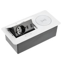 Rozečių blokas AVARO PLUS, 1xschuko, USB A+C, belaidis įkrovimas, 1,5m laidas, baltas