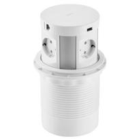 Rozečių blokas COMFORT PLUS D120, 4xschuko, 2xUSB A, 2xRJ45, belaidis įkrovimas, 1,5m laidas, baltas