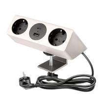Rozečių blokas SOFITO, 2xschuko, USB A+C, 1,5m laidas, nerūdijantis plienas