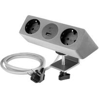 Rozečių blokas SOFITO, 2xschuko, USB A+C, 1,5m laidas, pilkas „soft-touch“