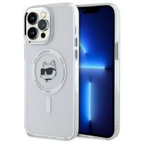 Karl Lagerfeld IML Metal Choupette Galvos MagSafe iPhone 13 Pro Dėklas - Balta