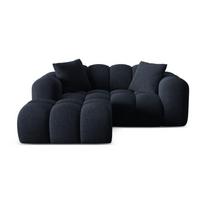 Tamsiai mėlynos spalvos iš šenilinio audinio kampinė sofa (su kairiuoju kampu/su gultu) Treno – Cosmopolitan Design