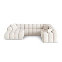Kreminės spalvos iš šenilinio audinio kampinė sofa (su dešiniuoju kampu/„U“ formos) Treno – Cosmopolitan Design