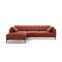 Raudonos plytų spalvos kampinė sofa (su kairiuoju kampu/su gultu) Bemy – Micadoni