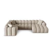 Šviesiai rudos spalvos iš šenilinio audinio kampinė sofa (su kairiuoju kampu/„U“ formos) Treno – Cosmopolitan Design
