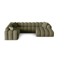 Žalios spalvos iš šenilinio audinio kampinė sofa (su kairiuoju kampu/„U“ formos) Treno – Cosmopolitan Design