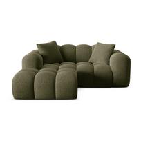 Žalios spalvos iš šenilinio audinio kampinė sofa (su kairiuoju kampu/su gultu) Treno – Cosmopolitan Design