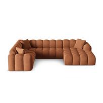 Terakotos spalvos iš šenilinio audinio kampinė sofa (su kairiuoju kampu/„U“ formos) Treno – Cosmopolitan Design